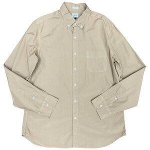 EUC Men's J. CREW Slim Cotton Button Down Shirt Tan |‎ Size L